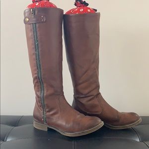 Brown knee high riding boots